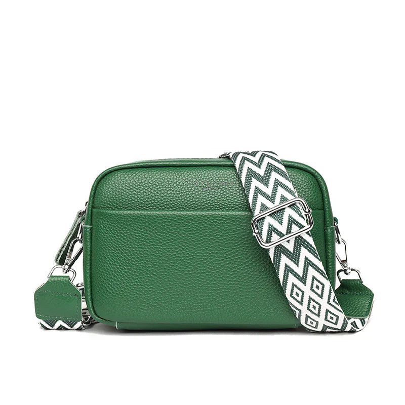 Women's Leather Crossbody Bag - Wide Strap Everyday Carry Style