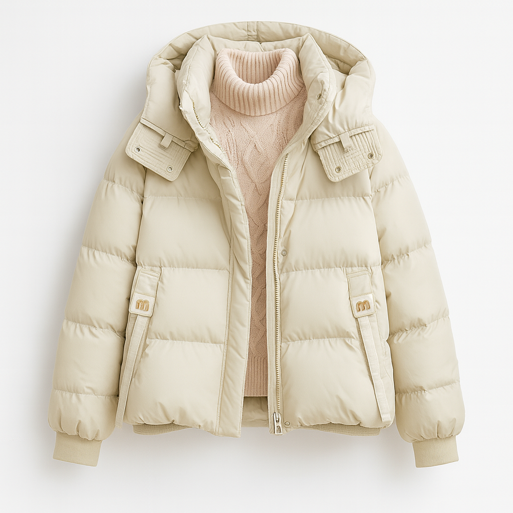 Women's Quilted Puffer Jacket - Warm Buttoned Outer Layer