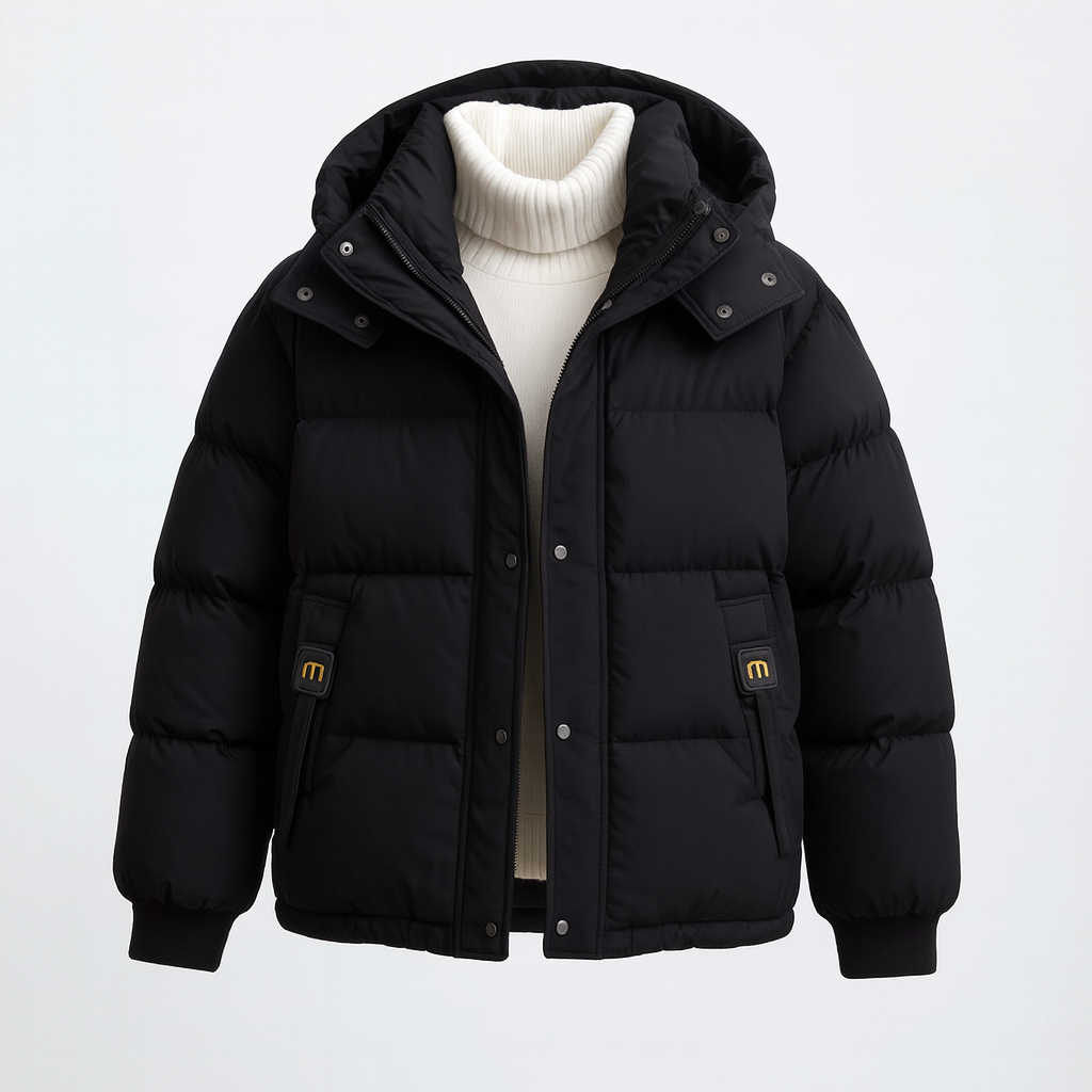 Women's Quilted Puffer Jacket - Warm Buttoned Outer Layer