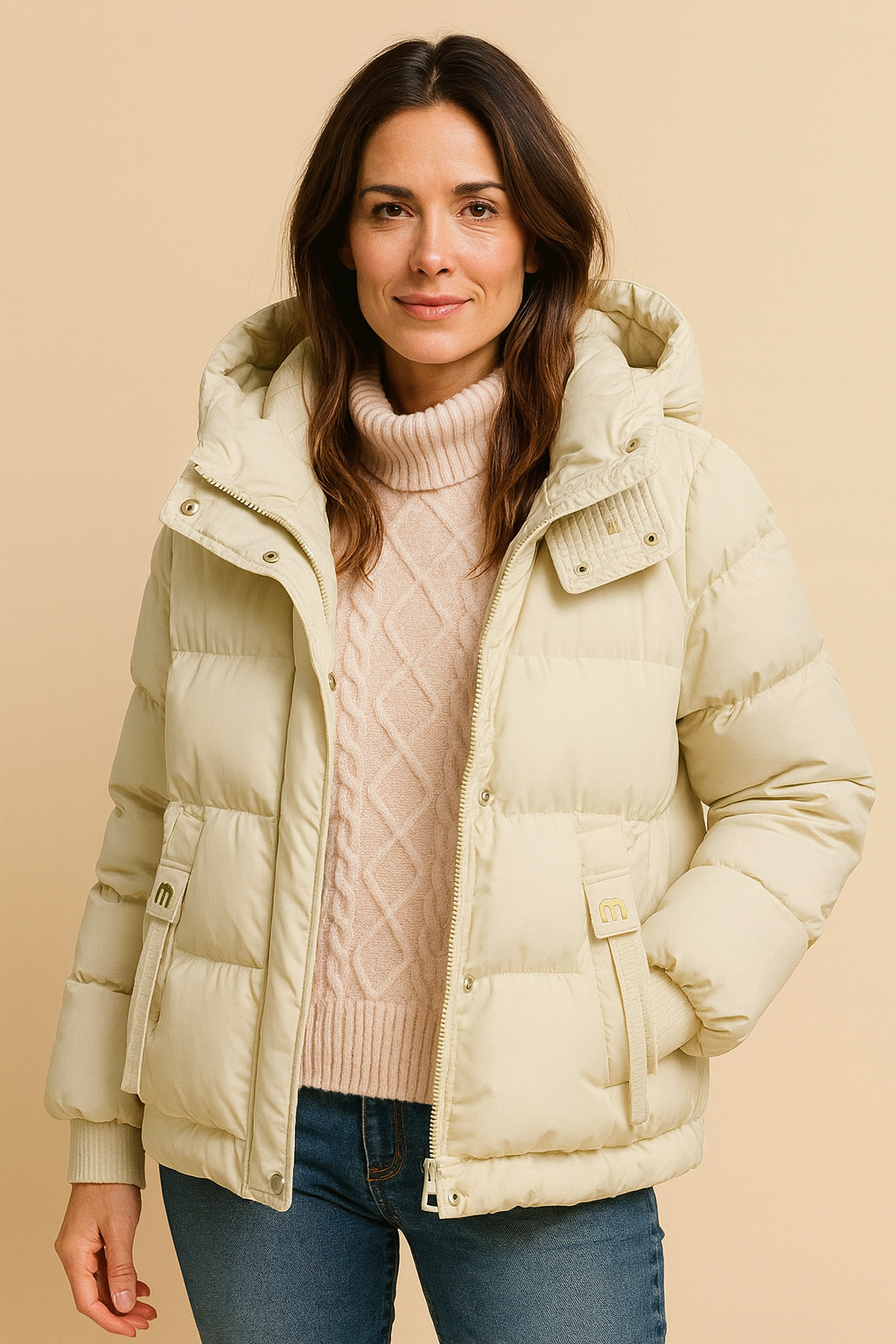 Women's Quilted Puffer Jacket - Warm Buttoned Outer Layer