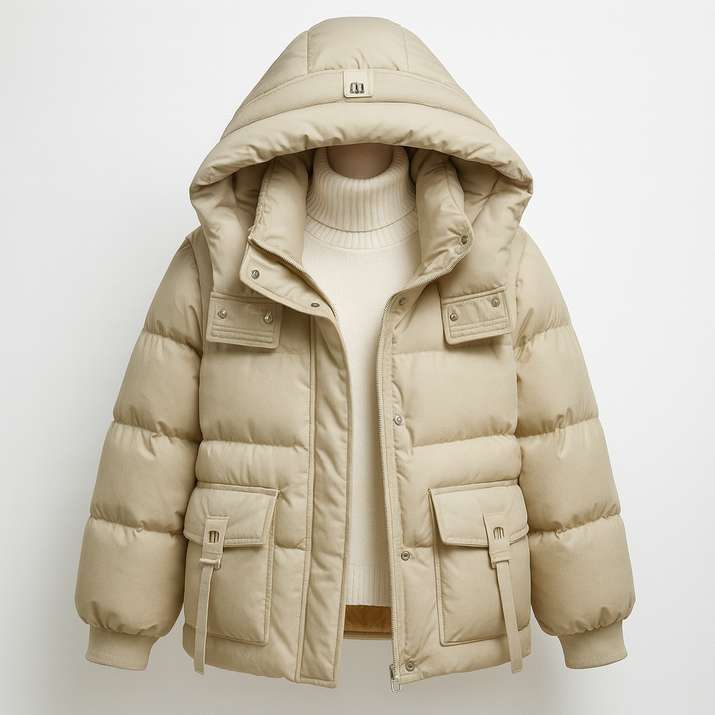 Women's Quilted Puffer Jacket - Warm Buttoned Outer Layer