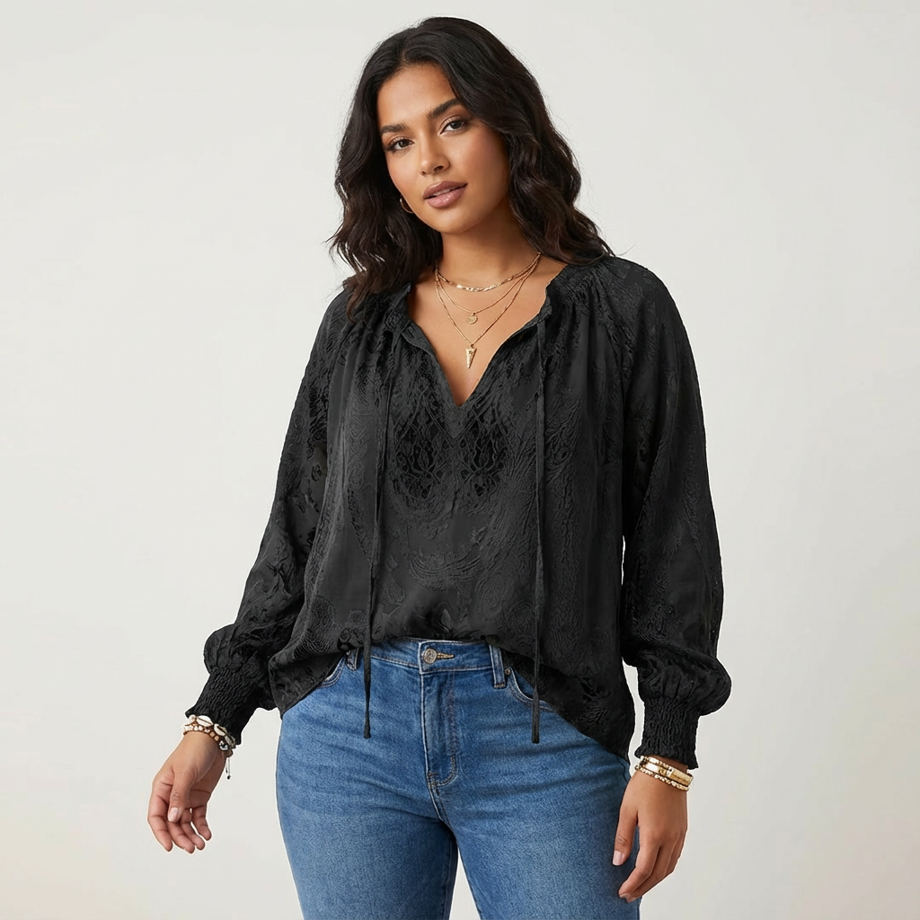 Women's Boho Lace Blouse – Lightweight Dressy Everyday Top
