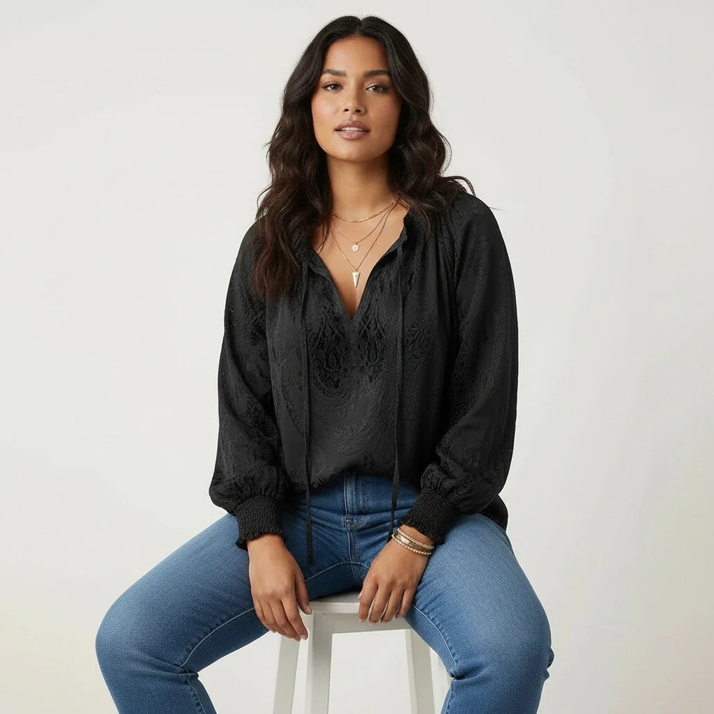 Women's Boho Lace Blouse – Lightweight Dressy Everyday Top