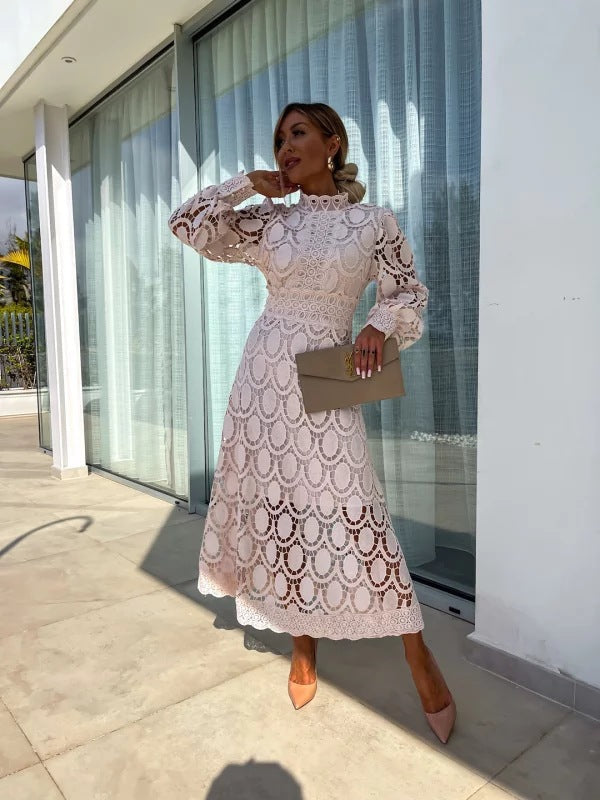 Luna’s Women’s Lace Midi Dress – Celestial Elegant Party Occasion Style