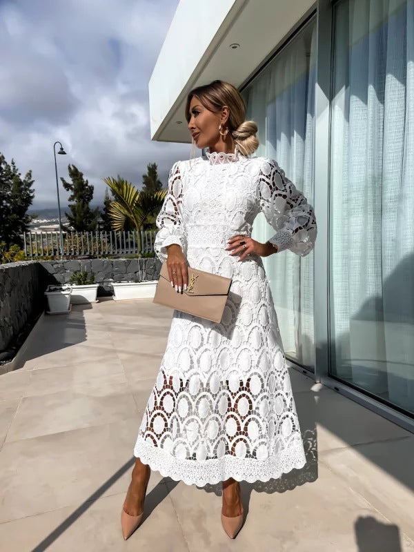 Luna’s Women’s Lace Midi Dress – Celestial Elegant Party Occasion Style
