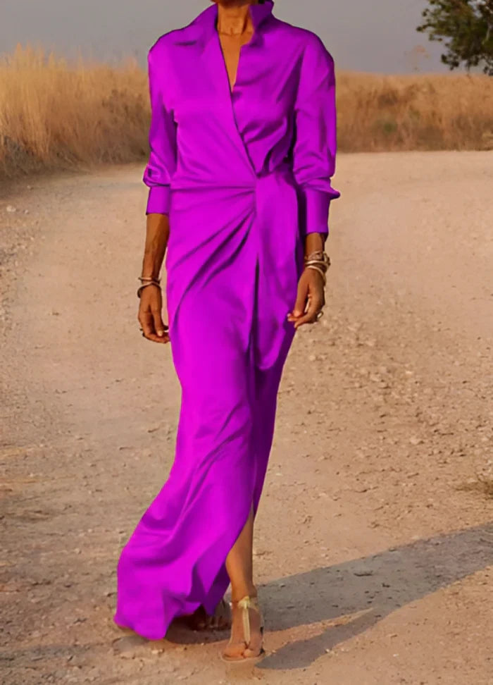 Women's Draped Waist Maxi Dress – Elegant Flowy Occasion Dress