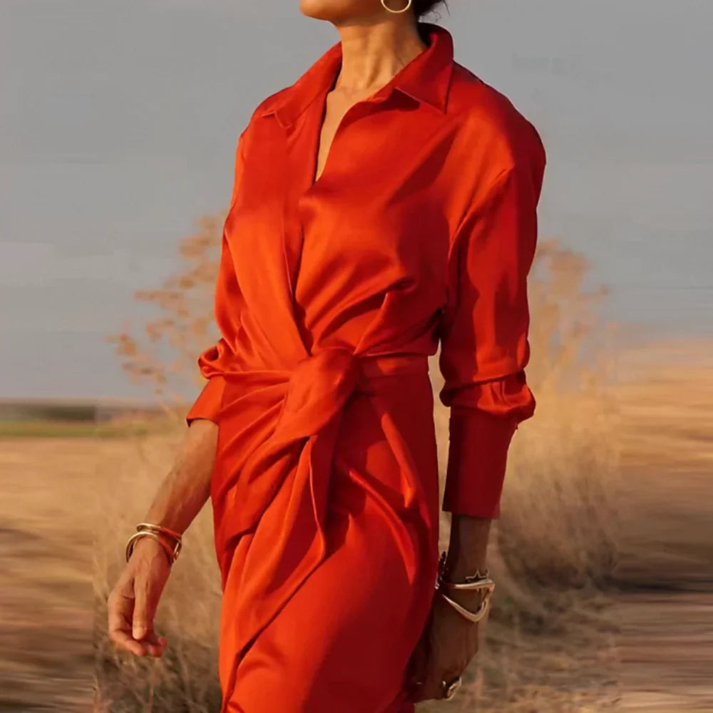 Women's Draped Waist Maxi Dress – Elegant Flowy Occasion Dress