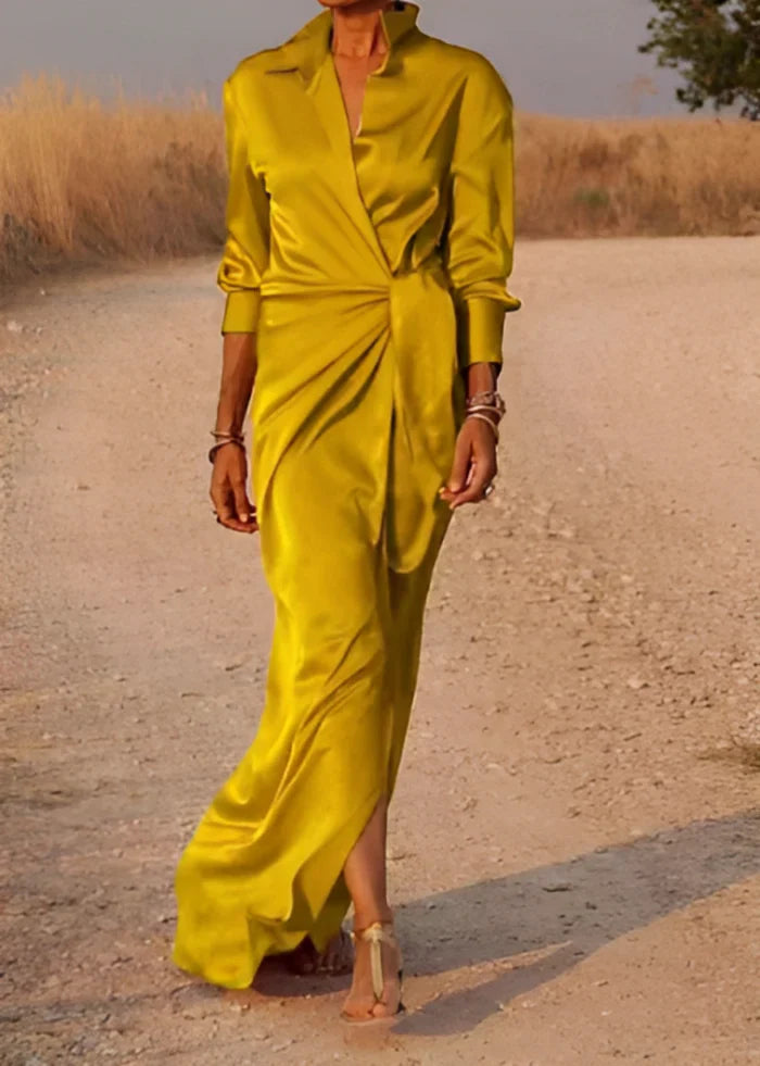 Women's Draped Waist Maxi Dress – Elegant Flowy Occasion Dress