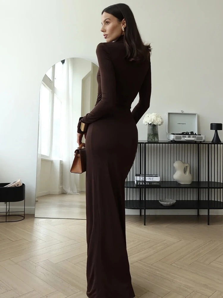 Luna’s Women’s Ruched Maxi Dress – Elegant Flowy Party Occasion Style
