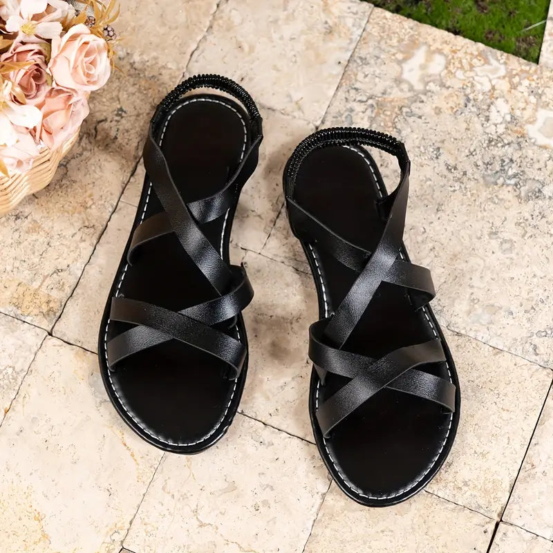 Luna’s Women’s Criss-Cross Flat Sandals – Golden Escape Comfortable Summer Style