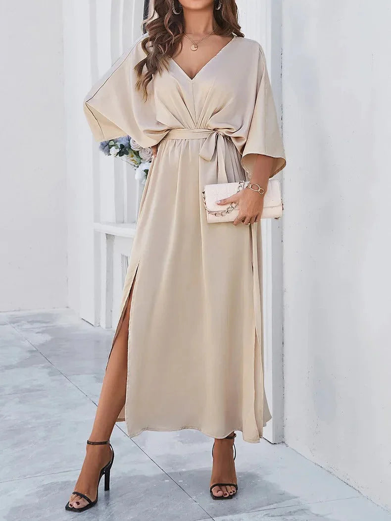 Luna’s Women’s Tie-Waist Maxi Dress – Midnight Whispers Elegant Party Style