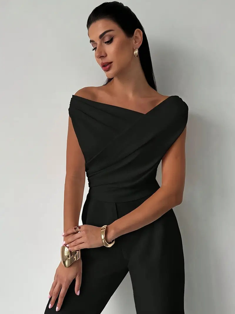 Luna’s Women’s Draped Shoulder Top – Modern Grace Elegant Casual Style