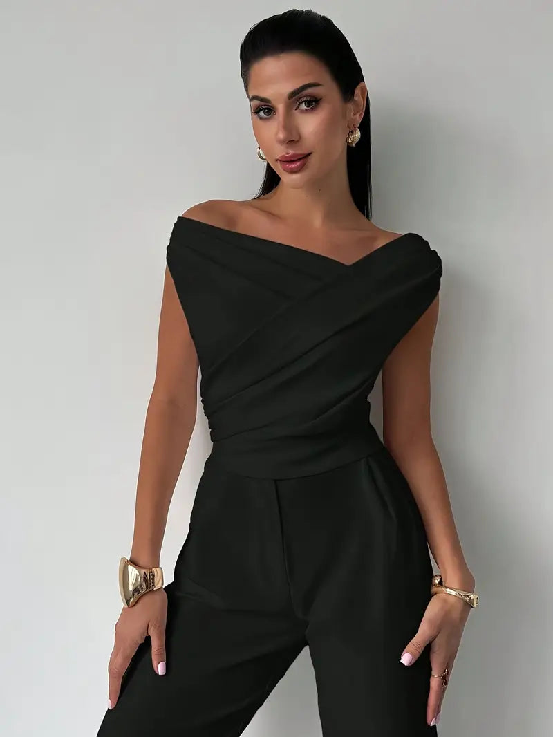 Luna’s Women’s Draped Shoulder Top – Modern Grace Elegant Casual Style