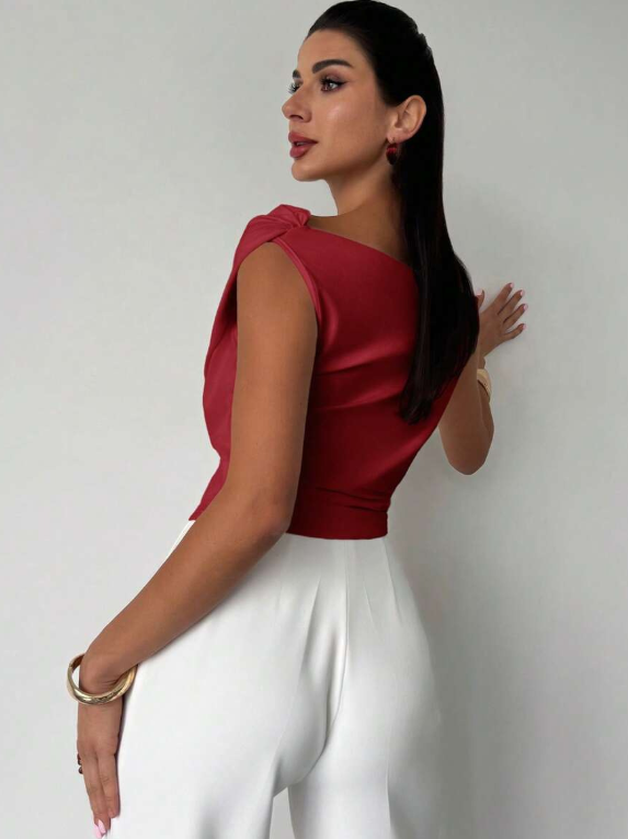 Luna’s Women’s Draped Shoulder Top – Modern Grace Elegant Casual Style