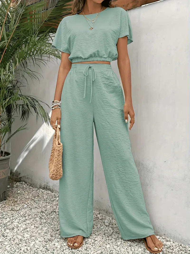 Luna’s Women’s Ribbed Lounge Set – Soft Comfortable Casual Home Style