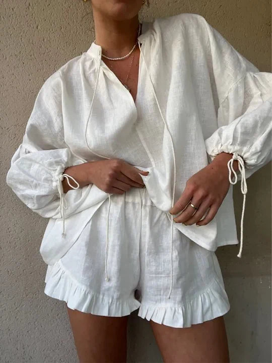 Luna’s Women’s Ruffle Lounge Set – Soft Comfortable Casual Home Style