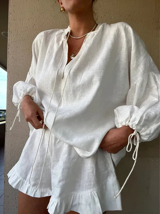 Luna’s Women’s Ruffle Lounge Set – Soft Comfortable Casual Home Style