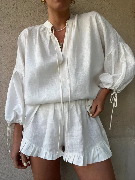 Luna’s Women’s Ruffle Lounge Set – Soft Comfortable Casual Home Style