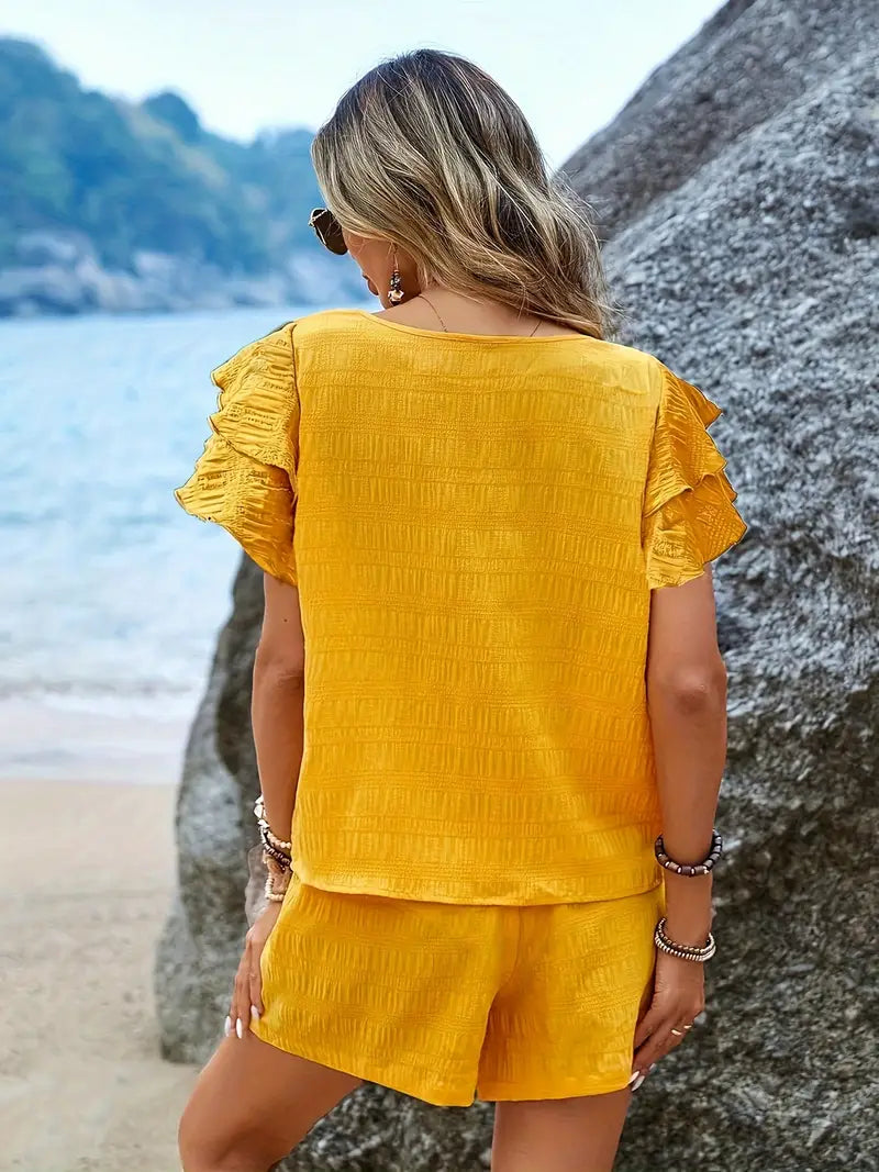 Luna’s Women’s Ruffle Belted Playsuit – Sun-Kissed Casual Summer Style