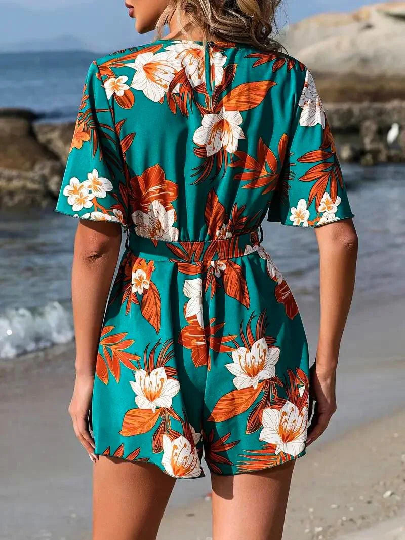 Luna’s Women’s Tropical Wrap Playsuit – Lightweight Casual Summer Vacation Style