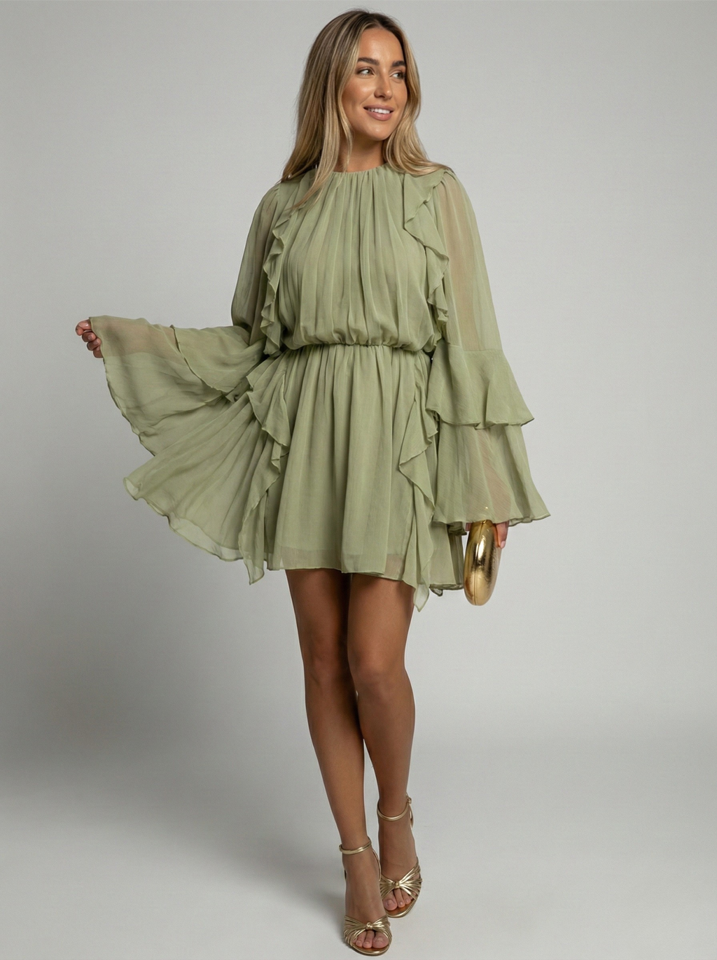 Luna’s Women’s Pleated Chiffon Mini Dress – Ethereal Elegant Party Style