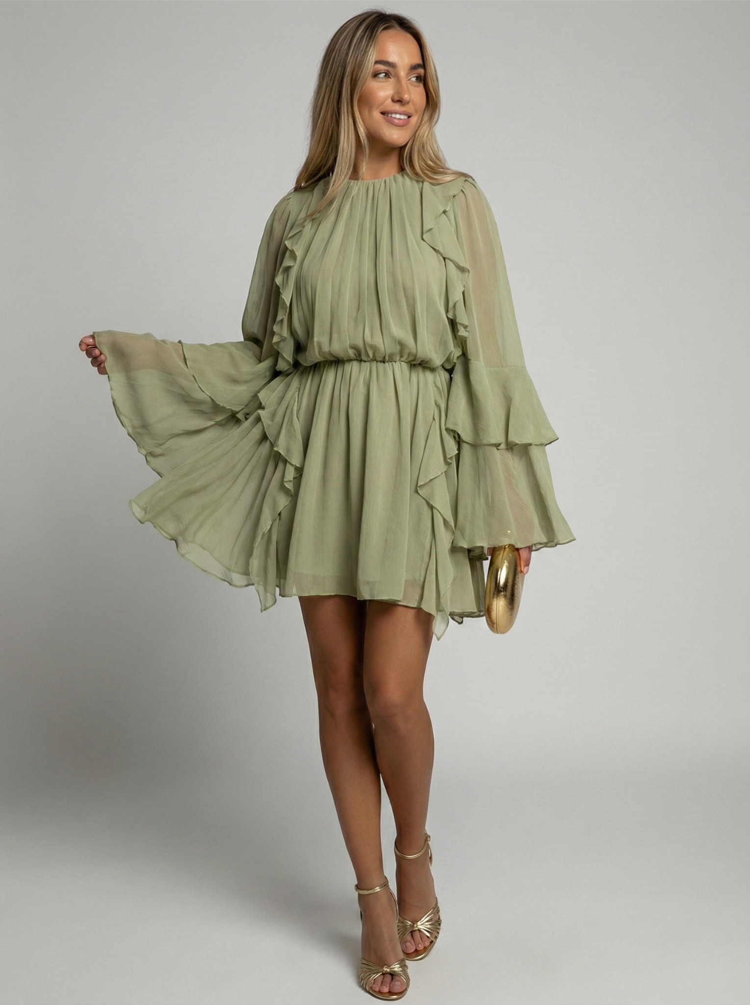 Luna’s Women’s Pleated Chiffon Mini Dress – Ethereal Elegant Party Style