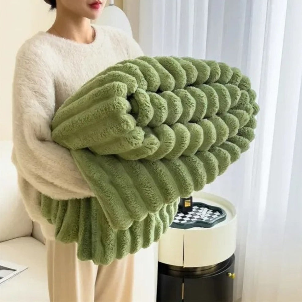 Ultrazachte geribbelde plaidstof voor warmte en comfort.