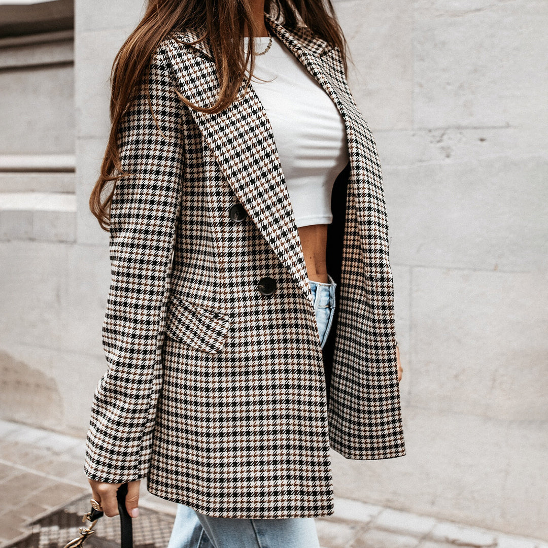 Checked Double-Breasted Blazer - Classic and Chic