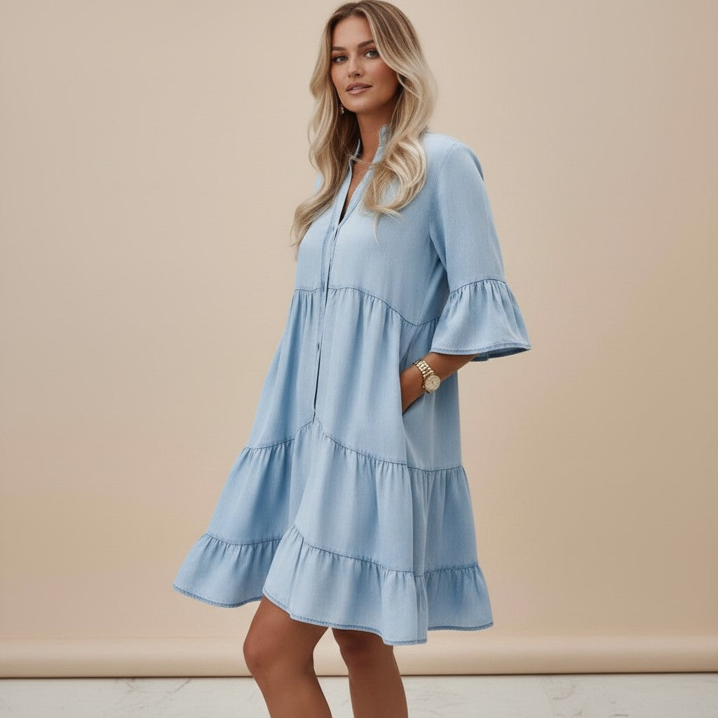 Women's Denim Mini Dress – Breezy Casual Day Dress