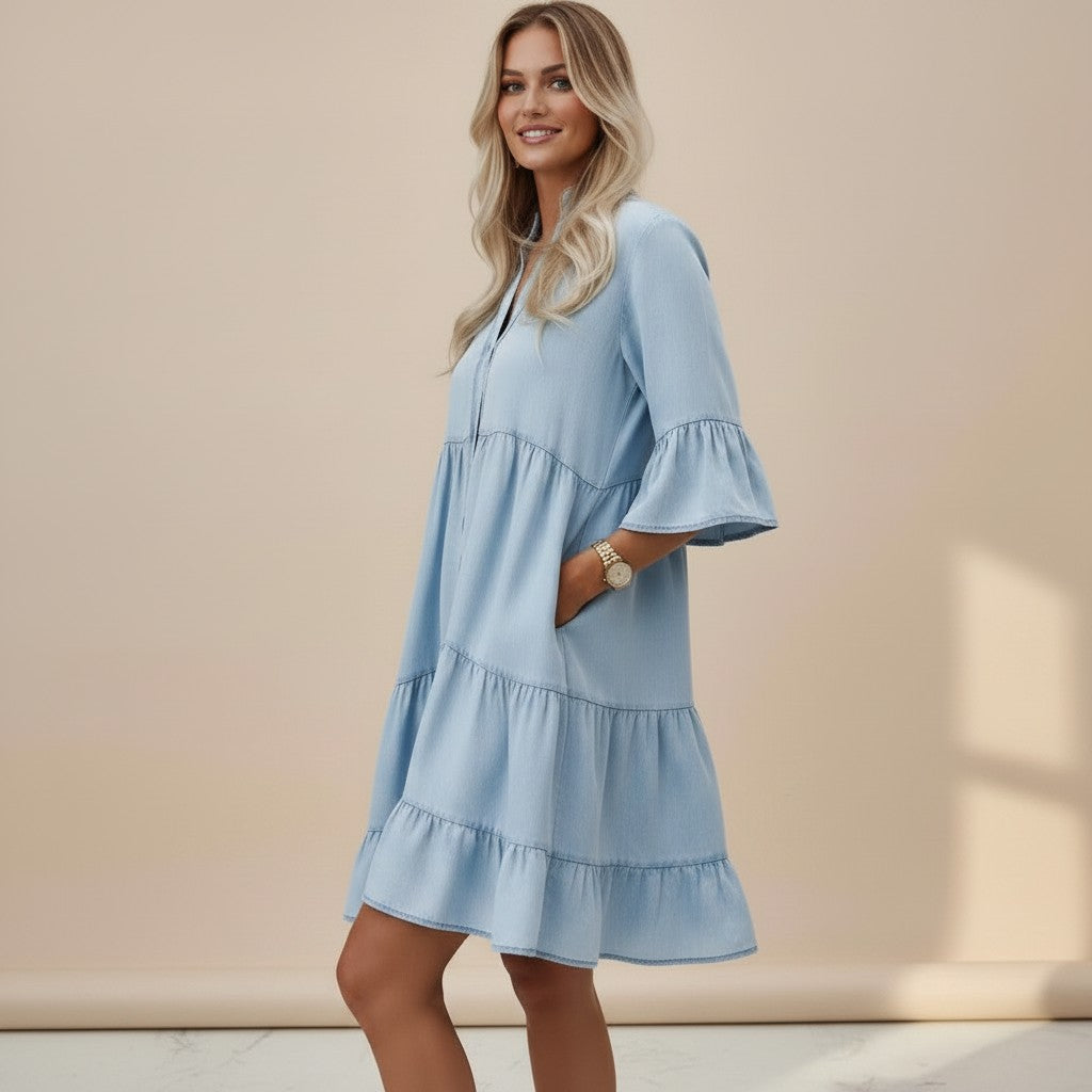 Women's Denim Mini Dress – Breezy Casual Day Dress