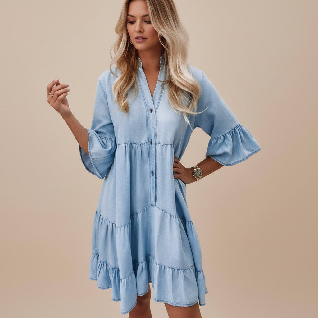 Women's Denim Mini Dress – Breezy Casual Day Dress