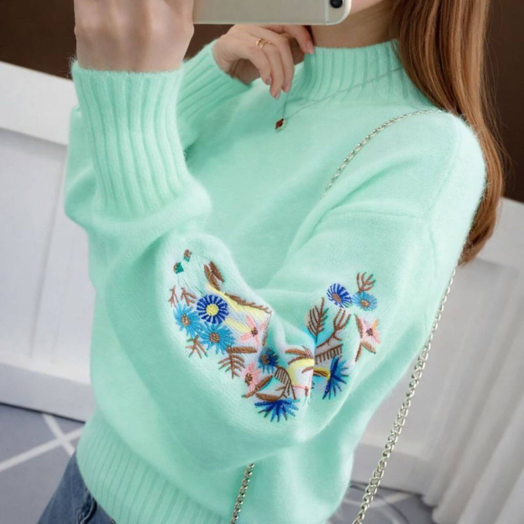 Noreva Floral Knit Sweater - Soft and Comfortable