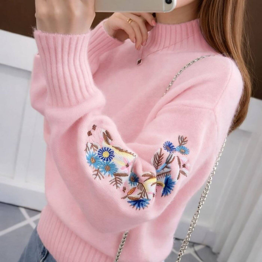 Noreva Floral Knit Sweater - Soft and Comfortable