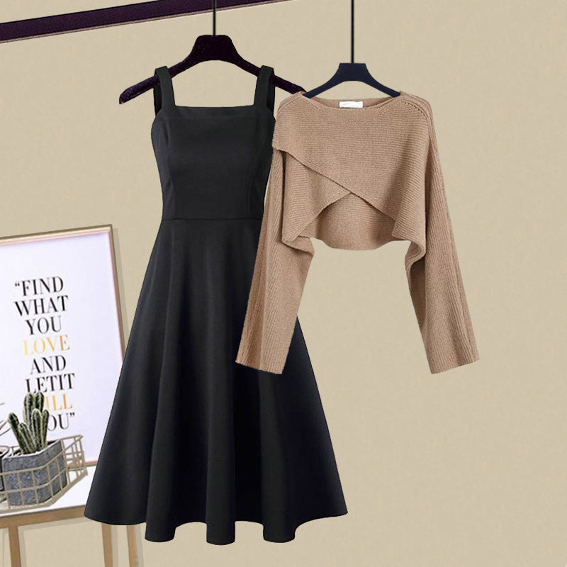Mini Dress and Cropped Cardigan Set - Elegant and Soft