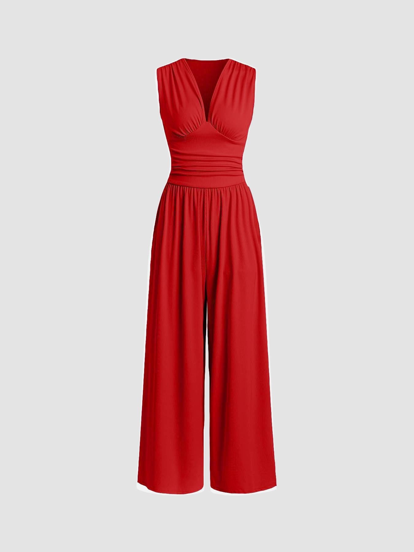 Women's Sleeveless Wide Leg Jumpsuit - Chic Easy One Piece Style