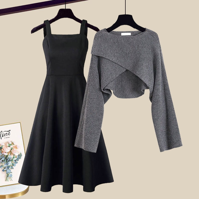 Mini Dress and Cropped Cardigan Set - Elegant and Soft