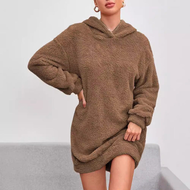 Women’s Fleece Oversized Hoodie Dress – Cozy Soft Casual Style