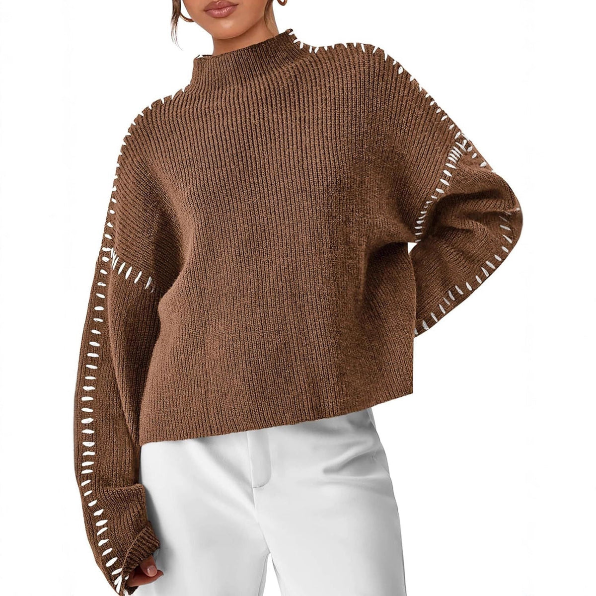Cropped Ribbed Mock Neck Sweater - Modern and Soft