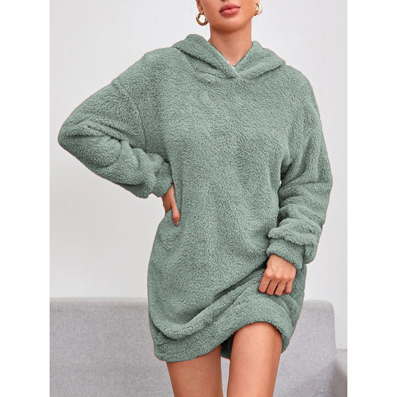 Women’s Fleece Oversized Hoodie Dress – Cozy Soft Casual Style
