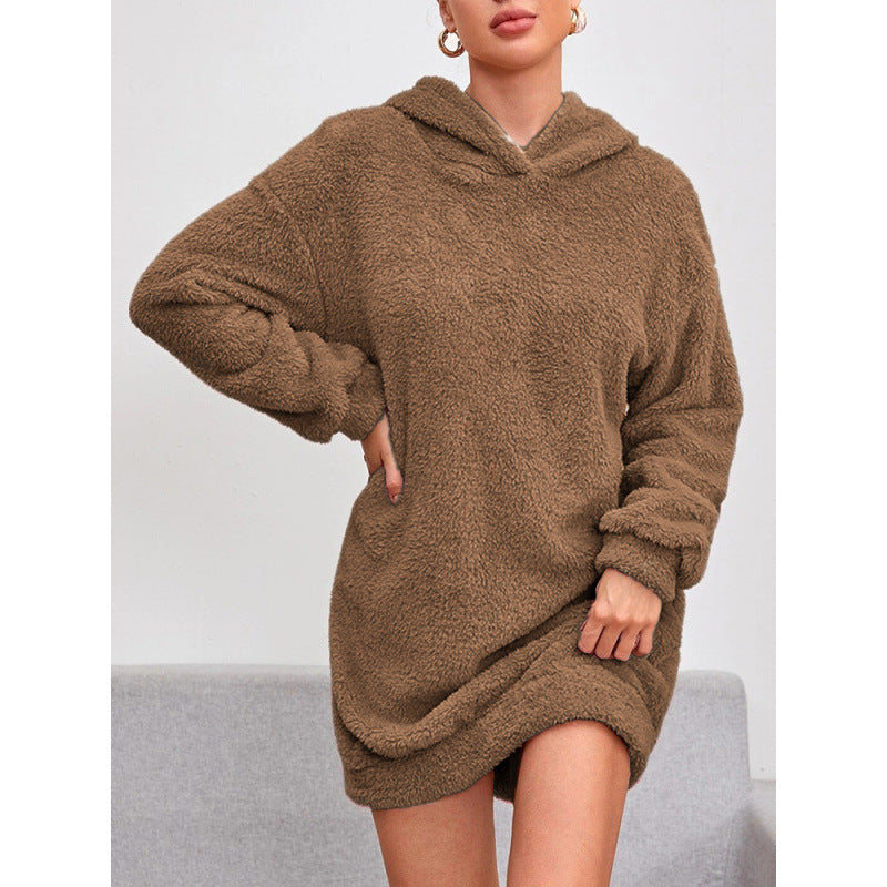 Women’s Fleece Oversized Hoodie Dress – Cozy Soft Casual Style