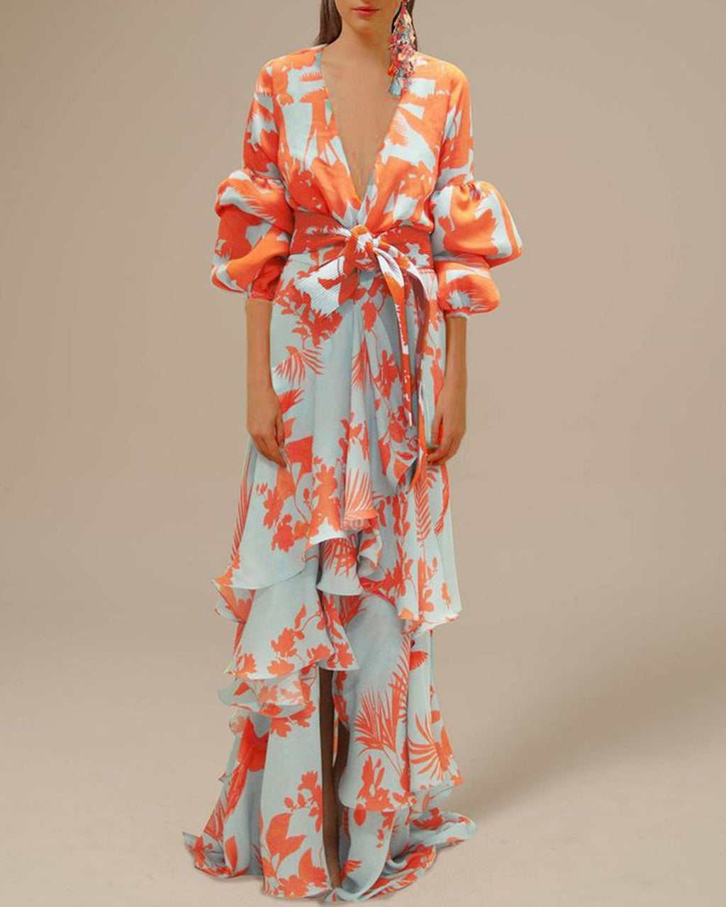 Women's Printed Maxi Dress – Flowy Chiffon Occasion Dress