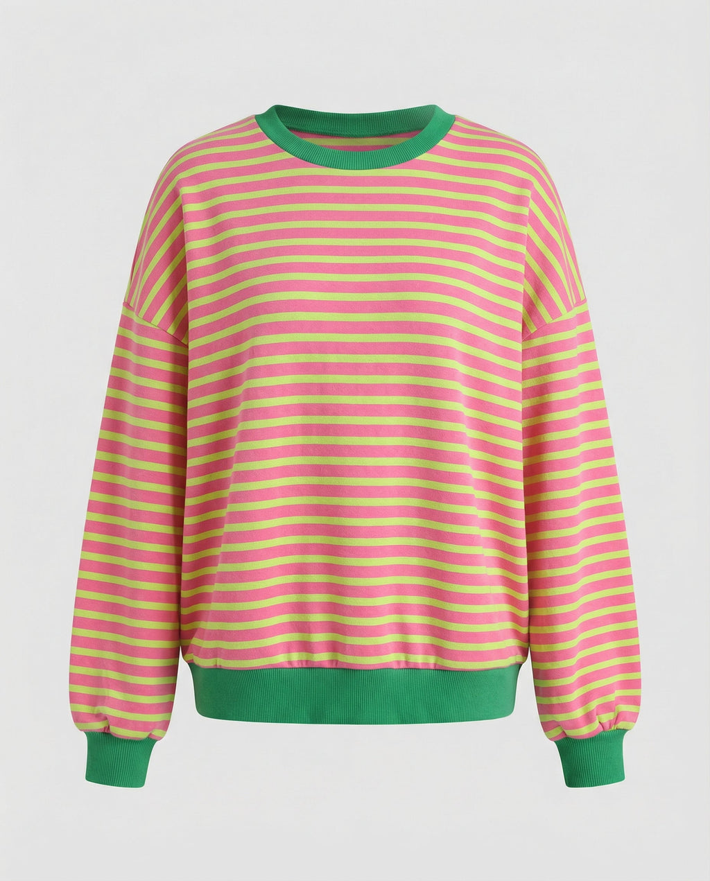 Women’s Striped Boxy Sweatshirt – Casual Contrast Trim Style