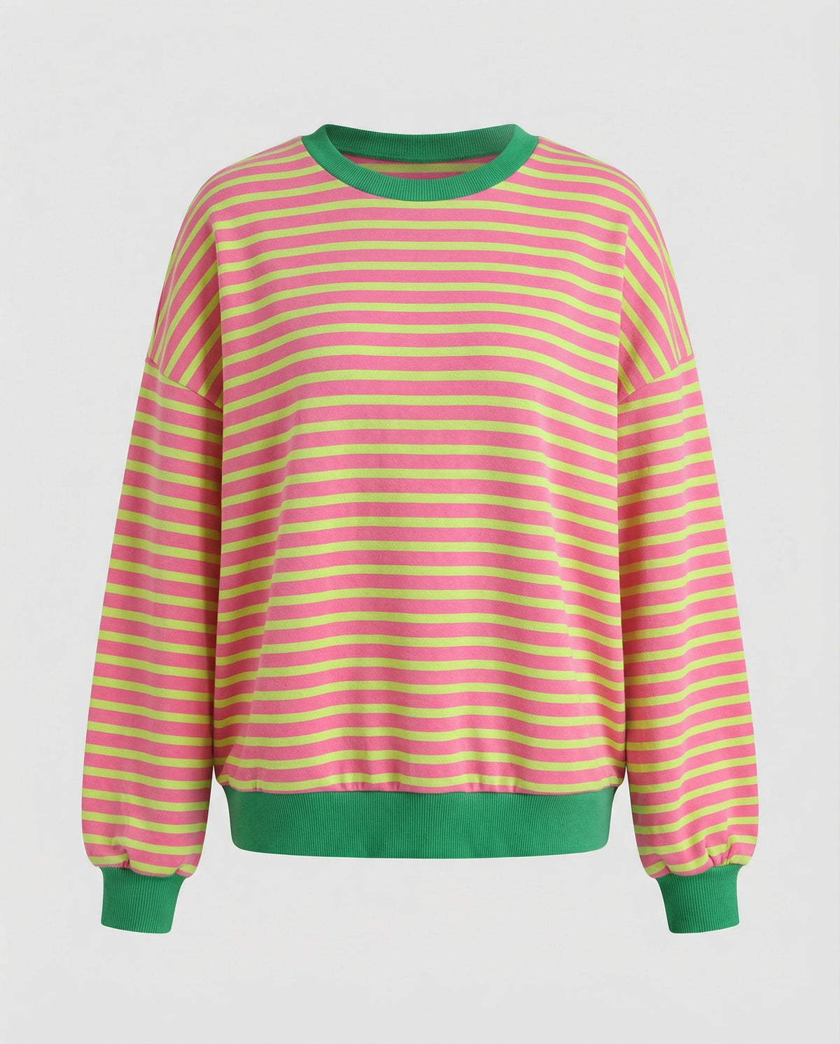 Women’s Striped Boxy Sweatshirt – Casual Contrast Trim Style