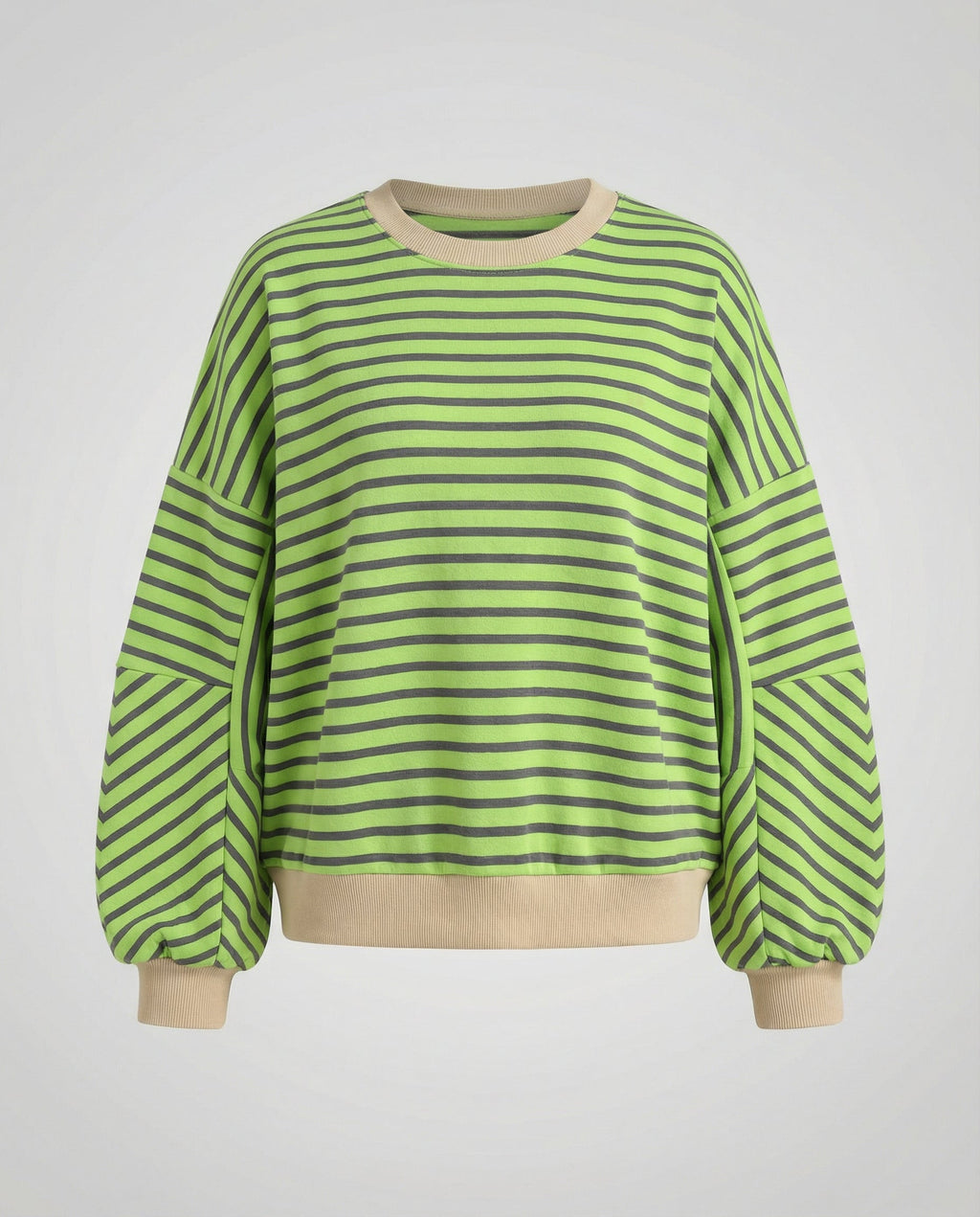 Women’s Striped Boxy Sweatshirt – Casual Contrast Trim Style