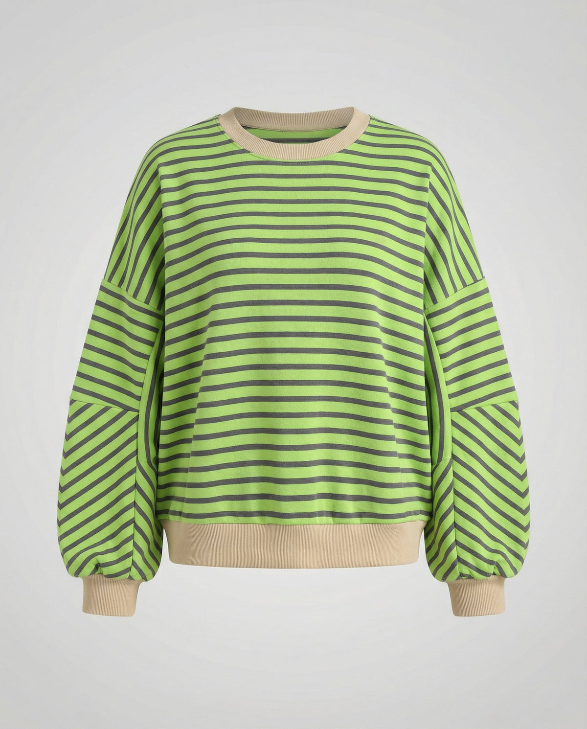 Women’s Striped Boxy Sweatshirt – Casual Contrast Trim Style