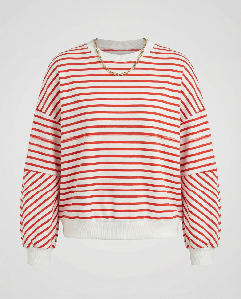 Women’s Striped Boxy Sweatshirt – Casual Contrast Trim Style