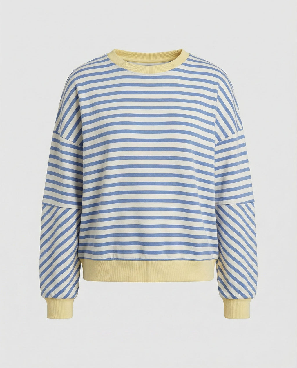 Women’s Striped Boxy Sweatshirt – Casual Contrast Trim Style