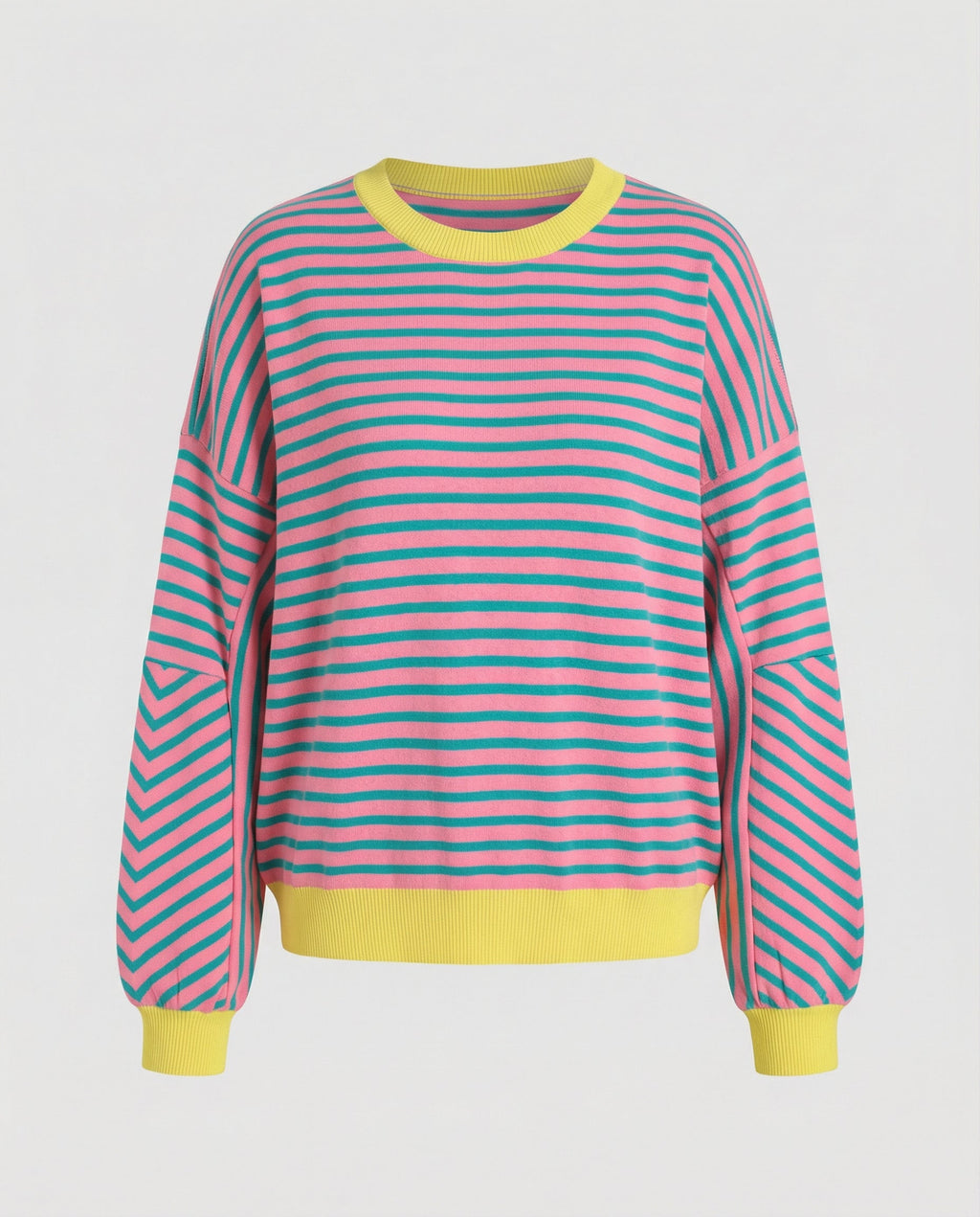 Women’s Striped Boxy Sweatshirt – Casual Contrast Trim Style