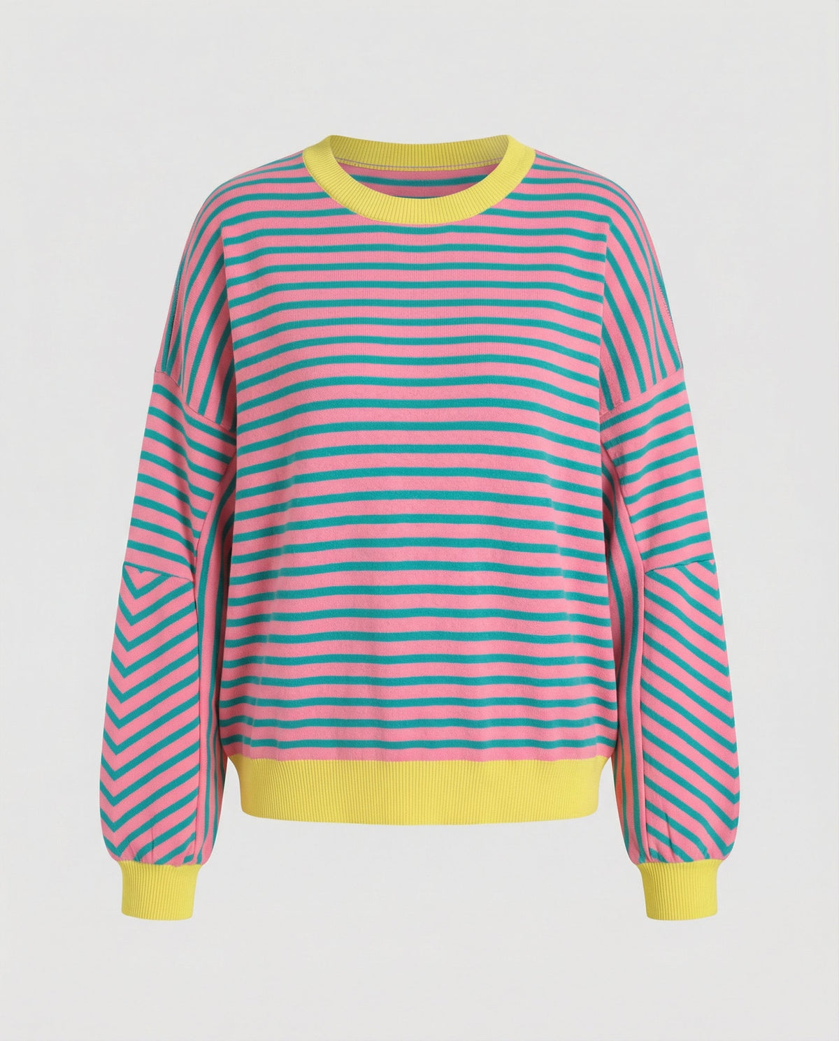 Women’s Striped Boxy Sweatshirt – Casual Contrast Trim Style