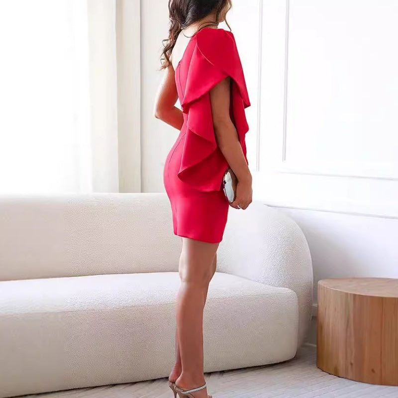 Women's One Shoulder Mini Dress – Elegant Cocktail Party Dress